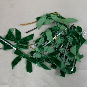 24 count Green Velvet Bow with twist ties all new